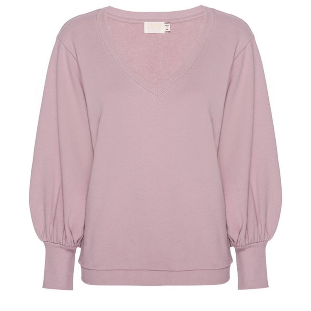 Nation LTD Neva Puff Sleeve V-Neck Sweatshirt in Flirt Top Size Medium
